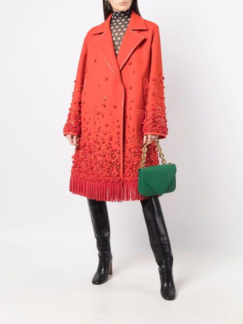 Valentino Garavani beaded single-breasted coat - Orange