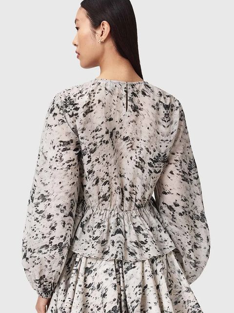 AllSaints bluzka z falbanką damska z wiskozą MELANI - zdjęcie produktu nr 1