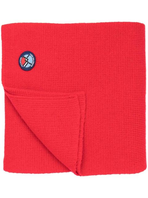 Yves Salomon knitted logo-patch scarf - Red - zdjęcie produktu nr 1