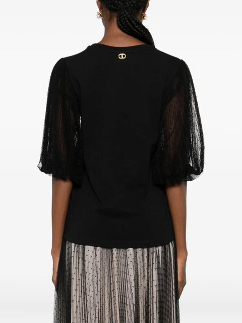 TWINSET mesh-sleeve top - Black