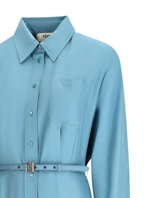 FENDI pleated poplin shirt mini dress - Blue - zdjęcie produktu nr 2