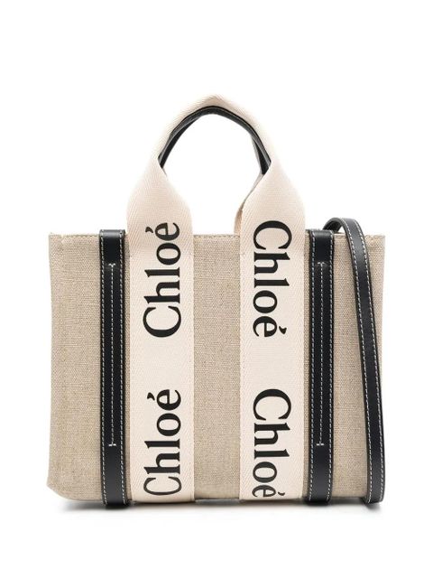 Chloé Woody logo-strap tote bag - Neutrals - zdjęcie produktu nr 1