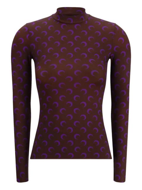 Marine Serre moon-print high-neck top - Brown - zdjęcie produktu nr 1