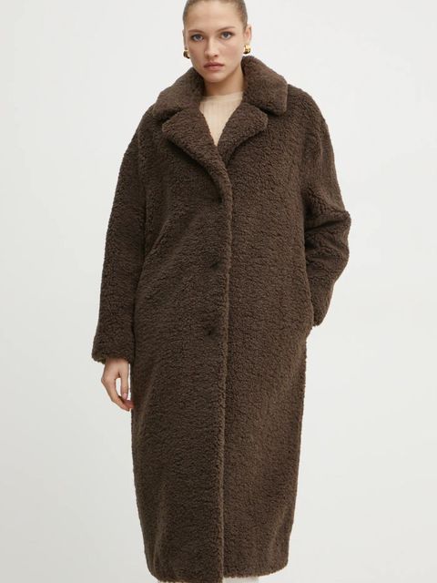 Guess płaszcz ALINA damski kolor brązowy przejściowy W3BL86 WF2C2