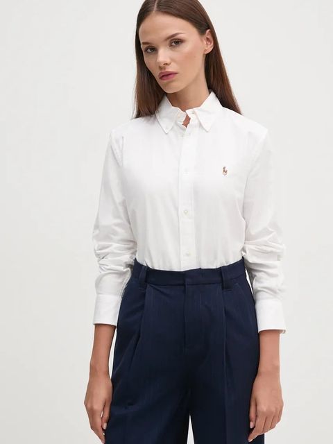 Polo Ralph Lauren koszula damska kolor biały regular z kołnierzykiem klasycznym 211941520 - zdjęcie produktu nr 1