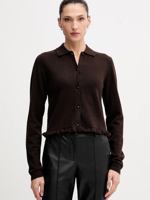 Rotate kardigan wełniany damski kolor brązowy lekki 1154642910 - zdjęcie produktu nr 1