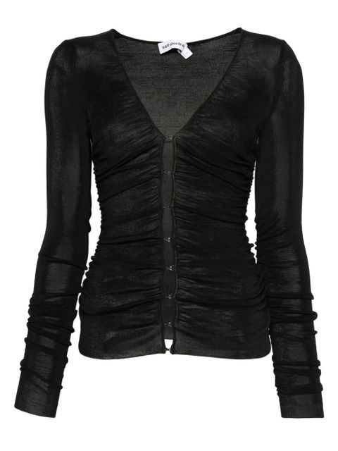 Self-Portrait button-detailed long-sleeve t-shirt - Black - zdjęcie produktu nr 1