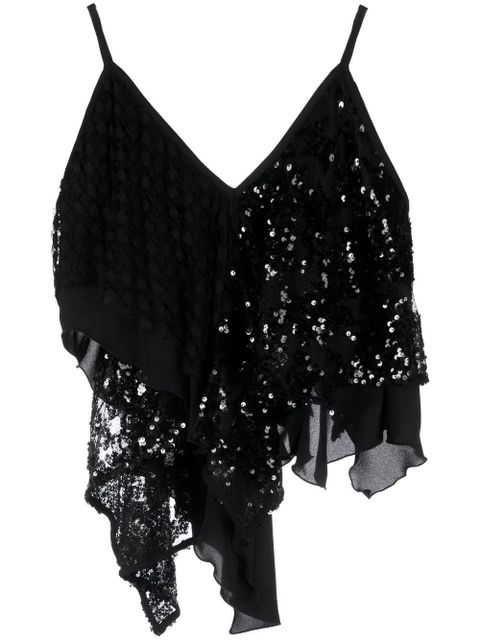 The Attico asymmetric embellished vest top - Black - zdjęcie produktu nr 1
