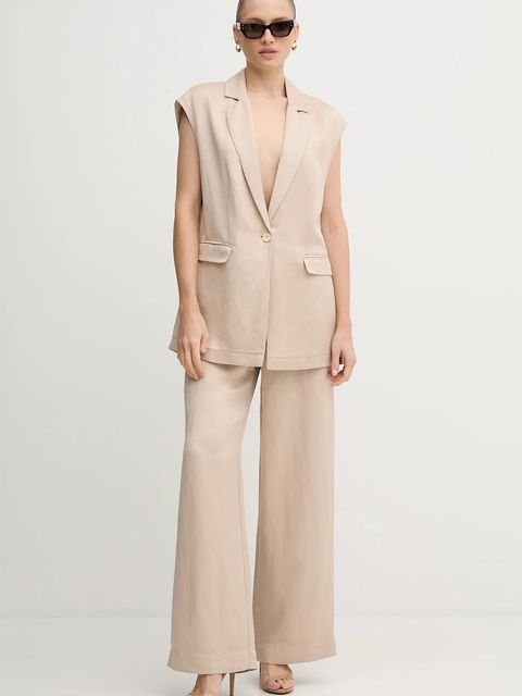 Marc Aurel kamizelka z domieszką lnu kolor beżowy jednorzędowa 3936-1000-93438 - zdjęcie produktu nr 2