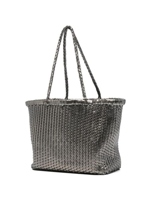DRAGON DIFFUSION Small Grace Basket woven braided tote bag - Grey