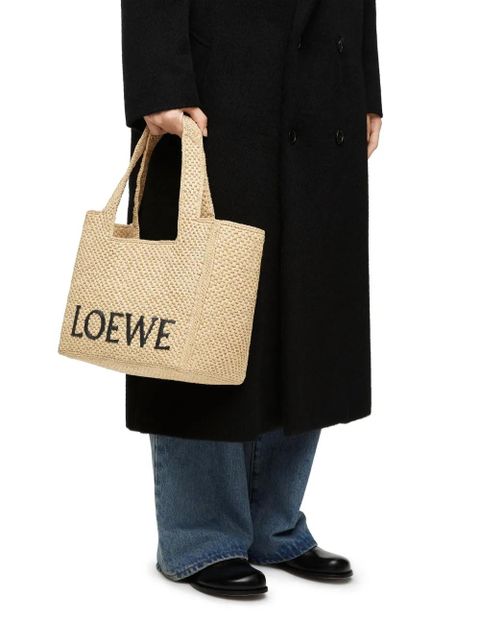LOEWE Medium LOEWE Font Tote in raffia - Neutrals