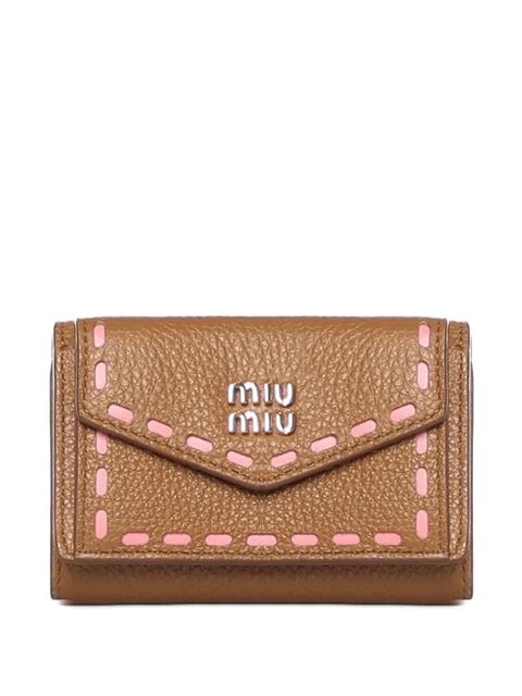 Miu Miu contrast-stitch leather wallet - Brown - zdjęcie produktu nr 1