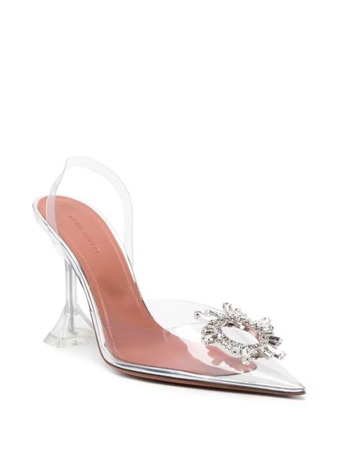 Amina Muaddi 95mm Begum Glass slingback pumps - Neutrals