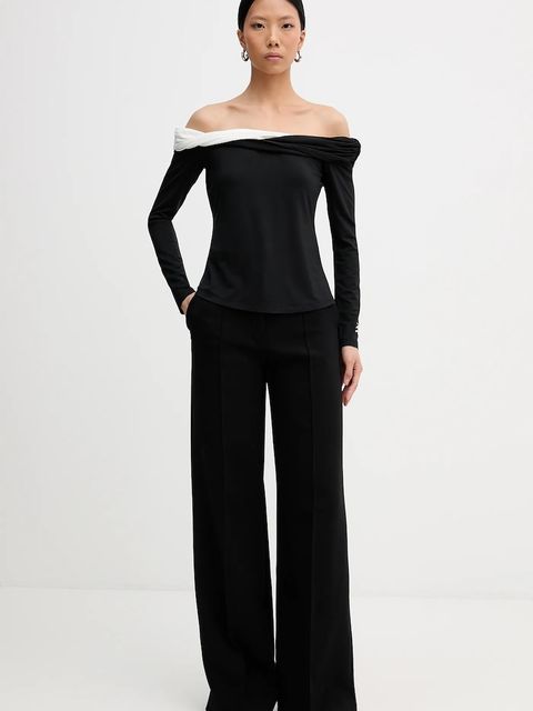 Karl Lagerfeld bluzka damska kolor czarny gładka B1W17009 - zdjęcie produktu nr 2