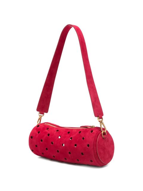 Manu Atelier mini Cylinder Perforated shoulder bag - Red