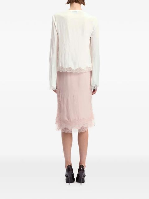 16Arlington Liri crystal-embellished lace-trim midi skirt - Pink