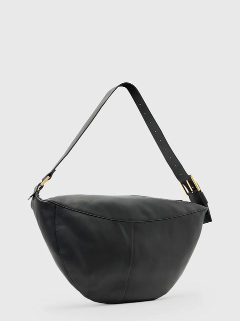 AllSaints torebka skórzana LUNA kolor czarny W190XD - zdjęcie produktu nr 2