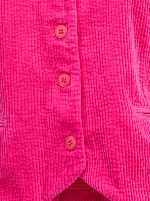 La Petite Française kamizelka sztruksowa PFGOURMAND kolor różowy jednorzędowa PFGOURMAND