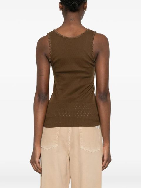 Miu Miu lace-trim tank top - Brown