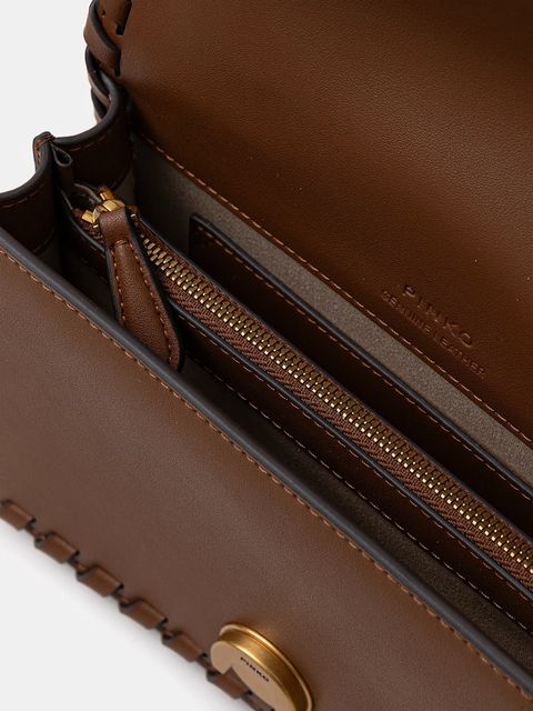 Pinko torebka skórzana kolor brązowy 100059 A2OR