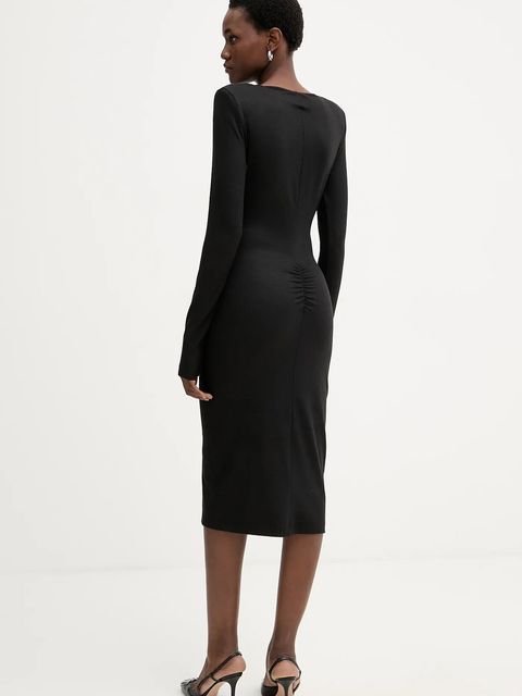 Pinko sukienka z dodatkiem wełny kolor czarny mini dopasowana 106126 A2ZU