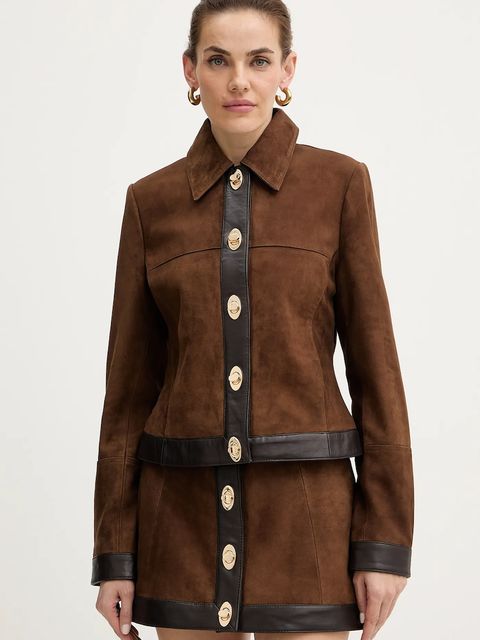 Retrofete kurtka zamszowa Nanna kolor brązowy przejściowa R-FW25-12093-19 - zdjęcie produktu nr 1