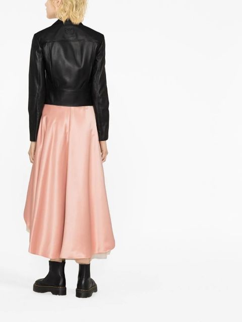 PINKO cropped leather biker jacket - Black