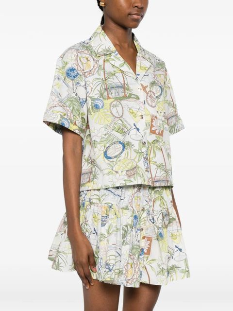 Maje postcard-print short-sleeve shirt - Green