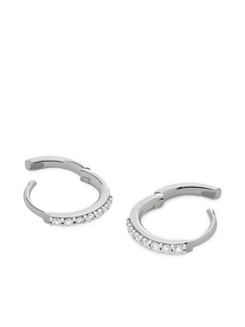 Monica Vinader 14K white gold diamond huggies earrings - Silver