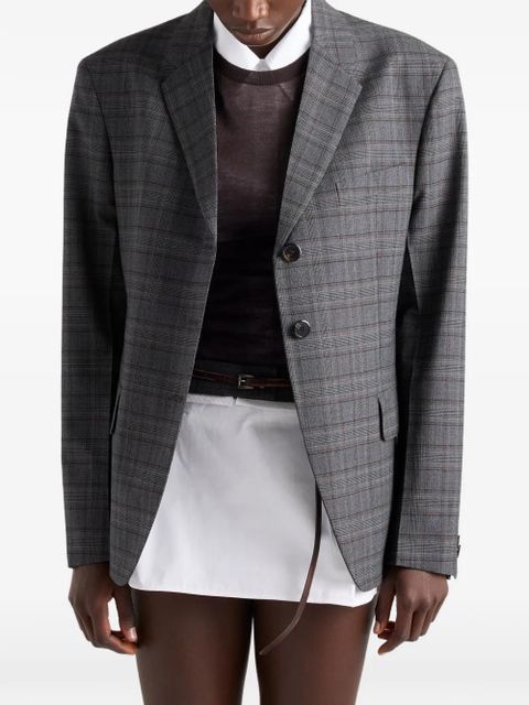 Prada single-breasted Prince Of Wales checked virgin-wool jacket - Grey