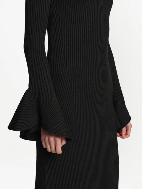 Proenza Schouler ribbed-knit flute-sleeved dress - Black