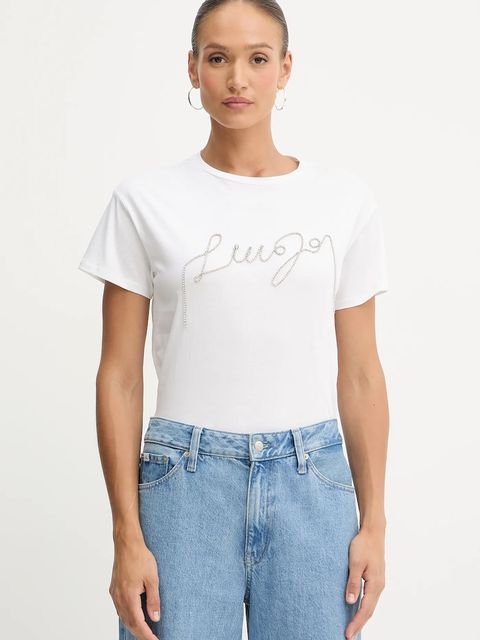 Liu Jo t-shirt bawełniany damski kolor biały UF5261.JS923 - zdjęcie produktu nr 1
