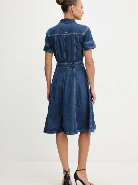 Karl Lagerfeld sukienka jeansowa FASHION DENIM kolor niebieski midi rozkloszowana B1W13037