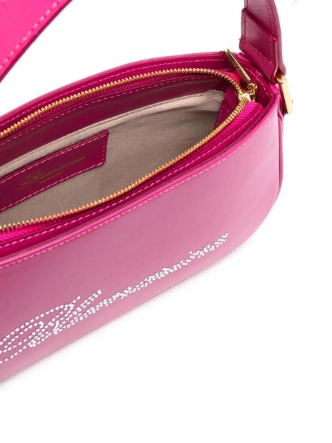 Blumarine rhinestone-logo leather bag - Pink