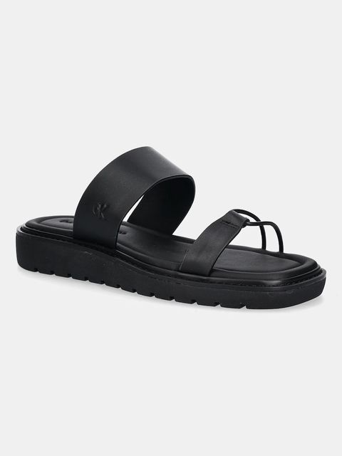 Calvin Klein Jeans klapki skórzane ROPE SANDAL SOFT LTH MG damskie kolor czarny YW0YW01864 - zdjęcie produktu nr 1