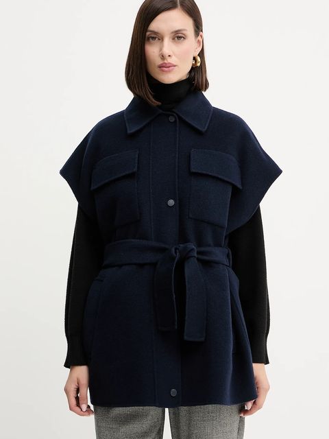 Weekend Max Mara bezrękawnik z wełną ELEGIA kolor granatowy przejściowy 2525276021600 - zdjęcie produktu nr 1