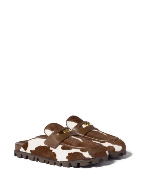 Miu Miu band logo-coin calf hair mules - Brown - zdjęcie produktu nr 2