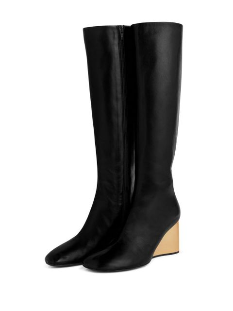 Rabanne wedge heel below-the-knee boots - Black
