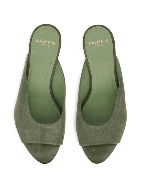 Balmain suede open-toe mules - Green