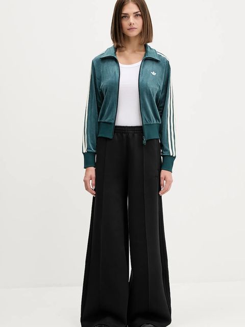 adidas Originals bluza welurowa Fb Liberty Tt damska kolor zielony z aplikacją JW5267