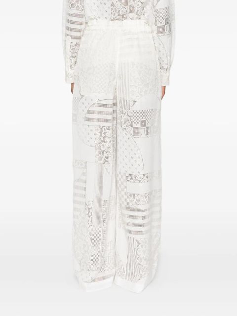 FENDI lace-panel trousers - White