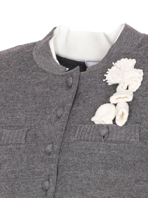Self-Portrait crochet-flower button cardigan - Grey