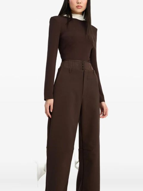 ROTATE BIRGER CHRISTENSEN long-sleeved scarf top - Brown