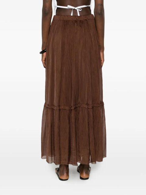 SOLOTRE ruffled skirt - Brown