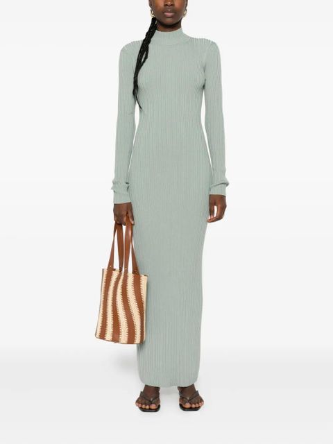 Nanushka ribbed turtleneck maxi dress - Green