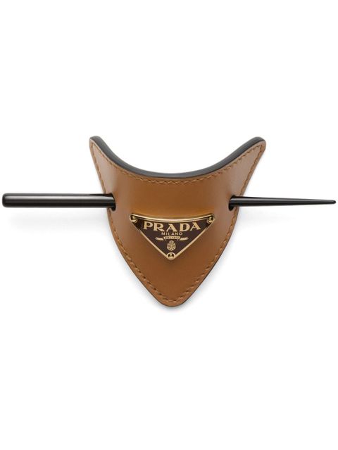 Prada leather hair clip - Brown - zdjęcie produktu nr 1