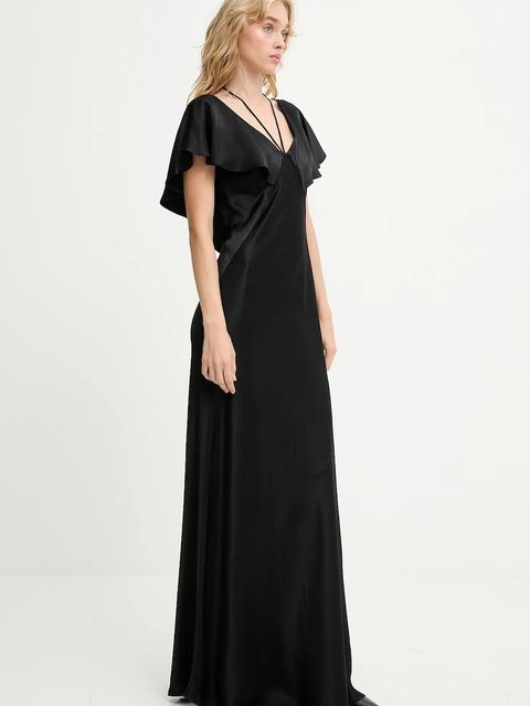 Answear.LAB sukienka kolor czarny maxi rozkloszowana