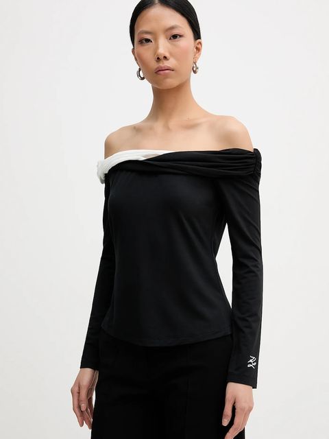 Karl Lagerfeld bluzka damska kolor czarny gładka B1W17009 - zdjęcie produktu nr 1