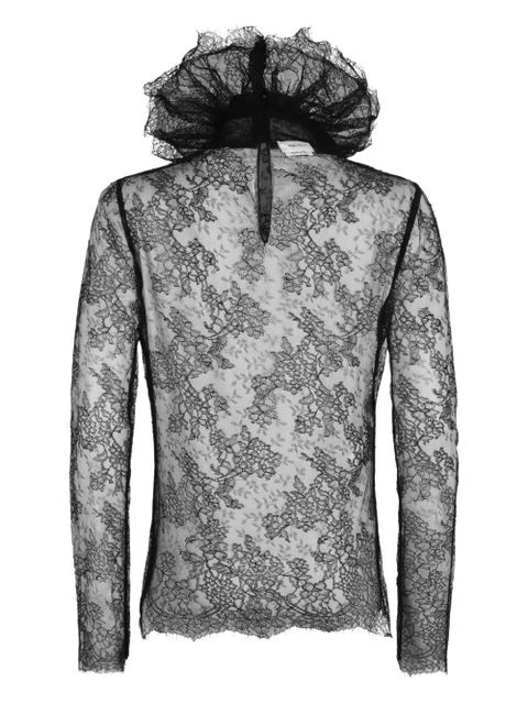 Alexander McQueen ruffled-collar lace blouse - Black