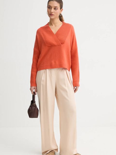 United Colors of Benetton sweter z dodatkiem wełny damski kolor pomarańczowy 1444D403H - zdjęcie produktu nr 1